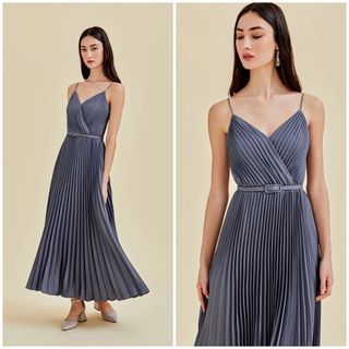 (BNWT RTP $110) Love Bonito Studio Adelpha Pleated Satin Maxi Dress OSN Our Second Nature trades