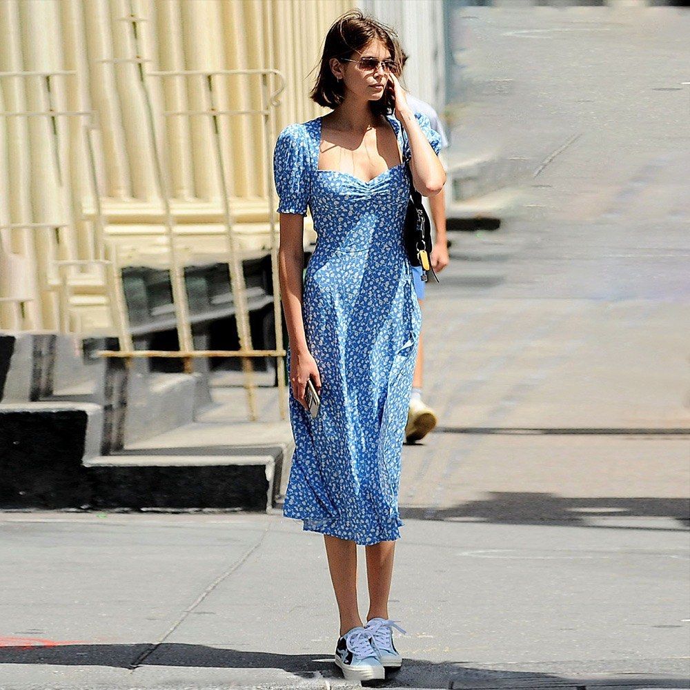 Boho Style Square Neck Split Midi Dress Women Short Sleeve Casual Dress,  Women's Fashion, Dresses u0026 Sets, Dresses on Carousell