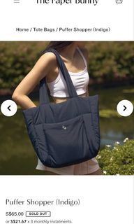 Brand New With Tag Paper Bunny Puffer Tote Navy Indigo