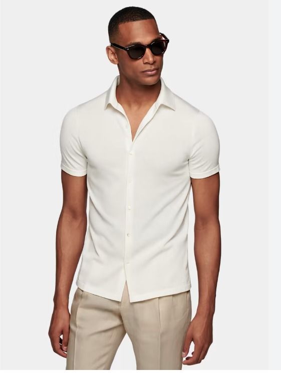 White polo button best sale up mens