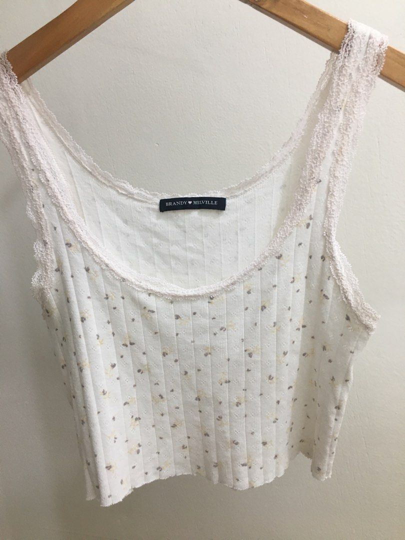 BRANDY MELVILLE ROSE PINK LACE COQUETTE TANK