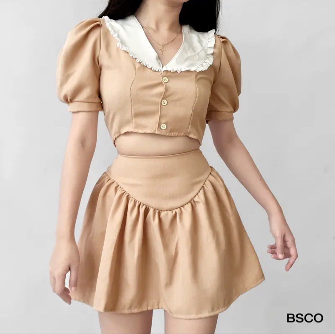 BSCO VINTAGE PUFF COORDINATES (Category: Sets or Coordinates) located in Pateros City. Submitted by lorixlori (Listing ID 1218823300, Image 2). Description: Brand: Lovito Condition: Brand new with tag Size: Medium (size chart attached on 5th slide) Best fit: Small frame MOP: * BPI * Gash MOD: * Same day delivery via Grab, Lalamove, Joyride or Angkas *J&T * Gogo Express ‼️buyer must shoulder shipping fee.
