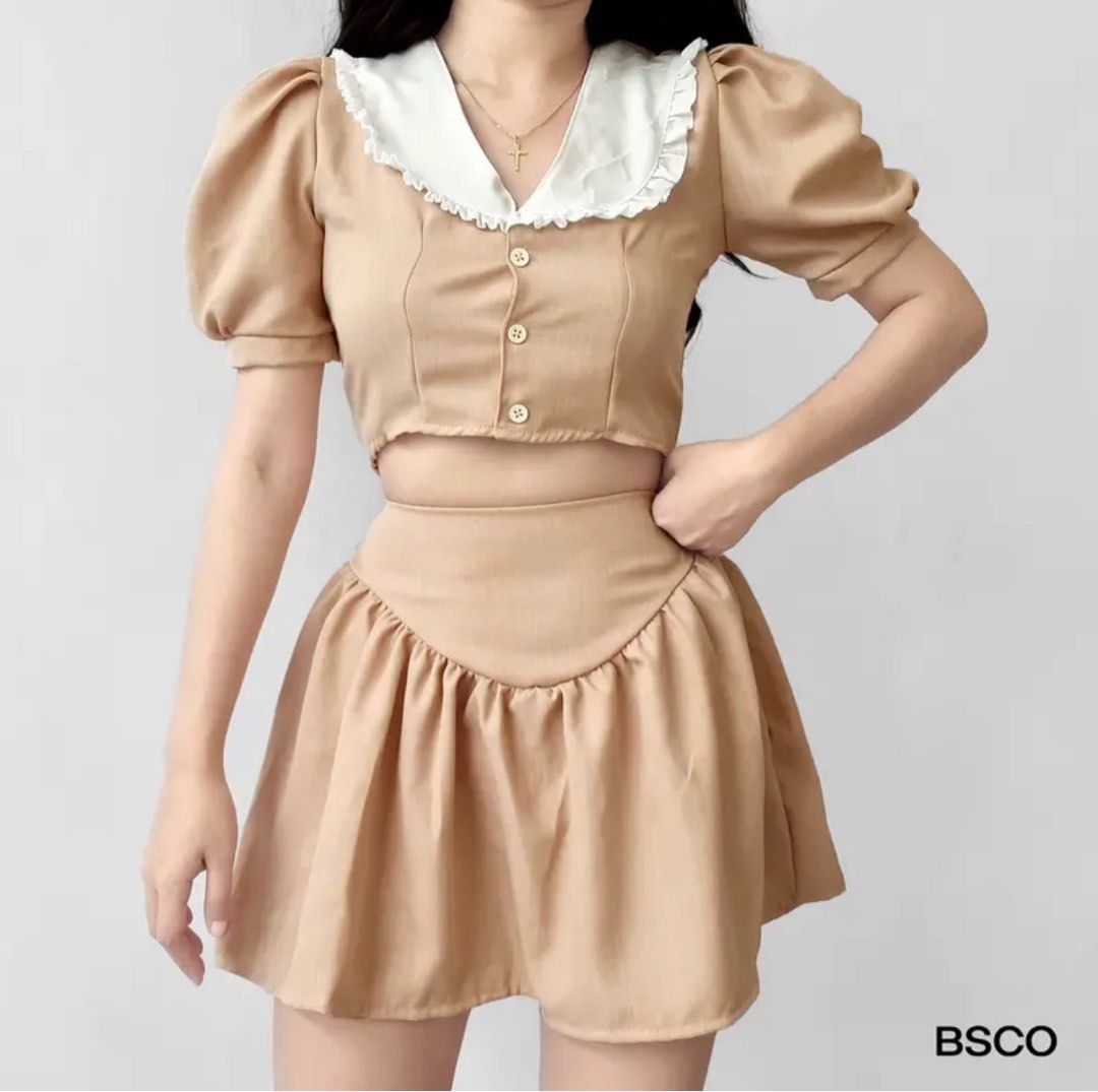 BSCO VINTAGE PUFF COORDINATES (Category: Sets or Coordinates) located in Pateros City. Submitted by lorixlori (Listing ID 1218823300, Image 3). Description: Brand: Lovito Condition: Brand new with tag Size: Medium (size chart attached on 5th slide) Best fit: Small frame MOP: * BPI * Gash MOD: * Same day delivery via Grab, Lalamove, Joyride or Angkas *J&T * Gogo Express ‼️buyer must shoulder shipping fee.