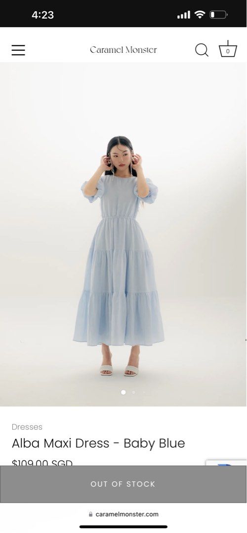 Caramel Monster Alba Maxi Dress Baby Blue, Women's Fashion, Dresses