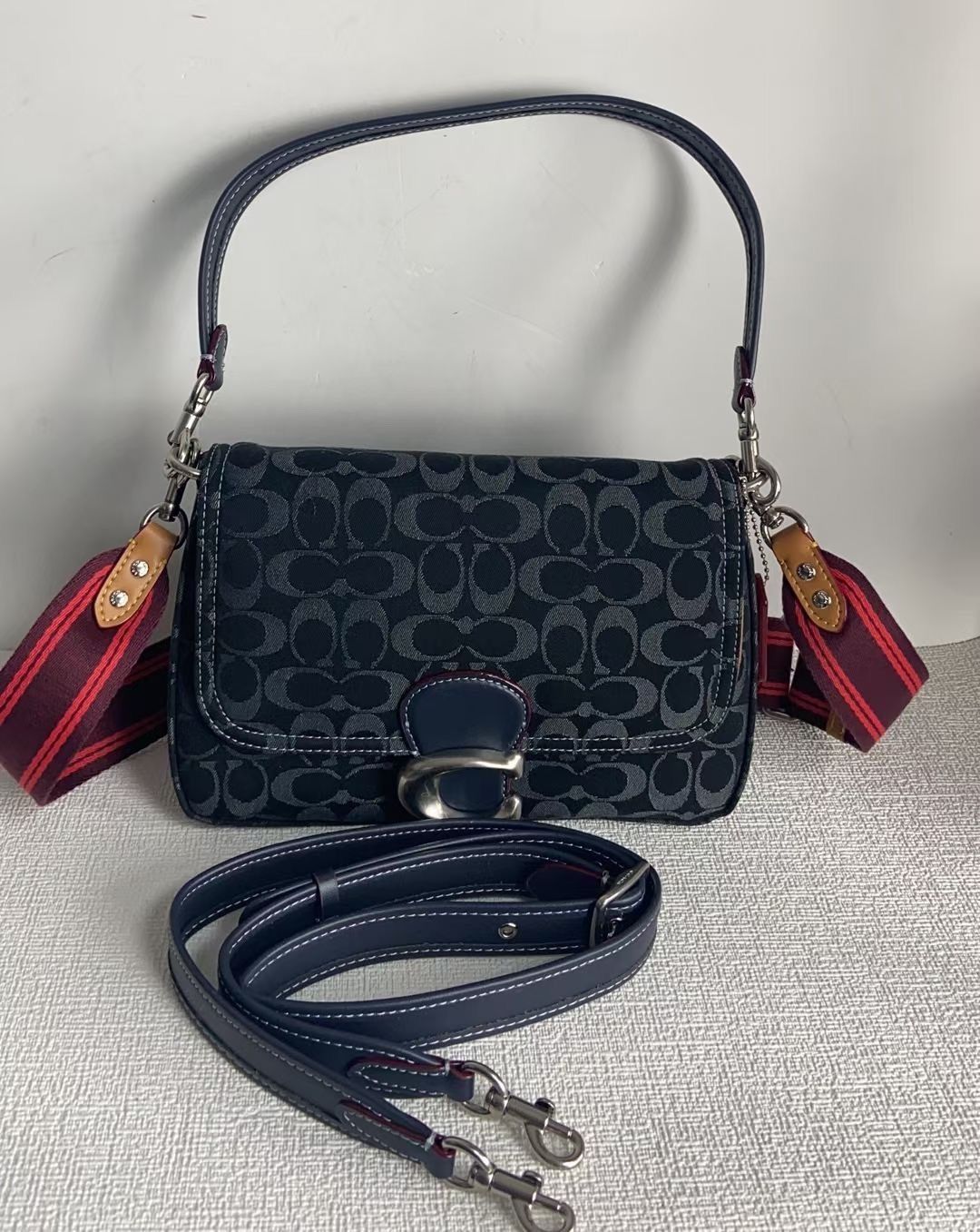 COACH Tabby Washed Denim Shoulder Bag