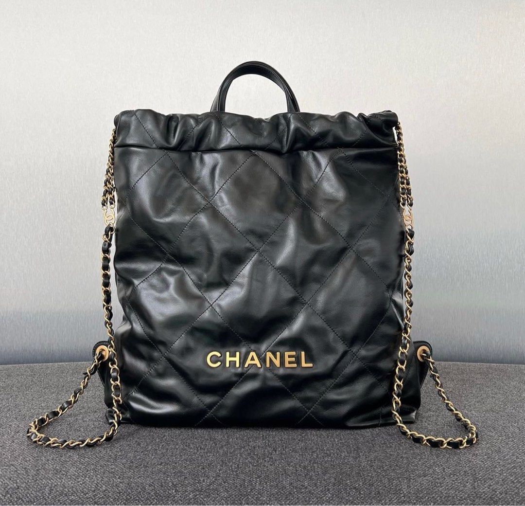 Chanel Limited Edition Black Calfskin And Shearling Large Backpack