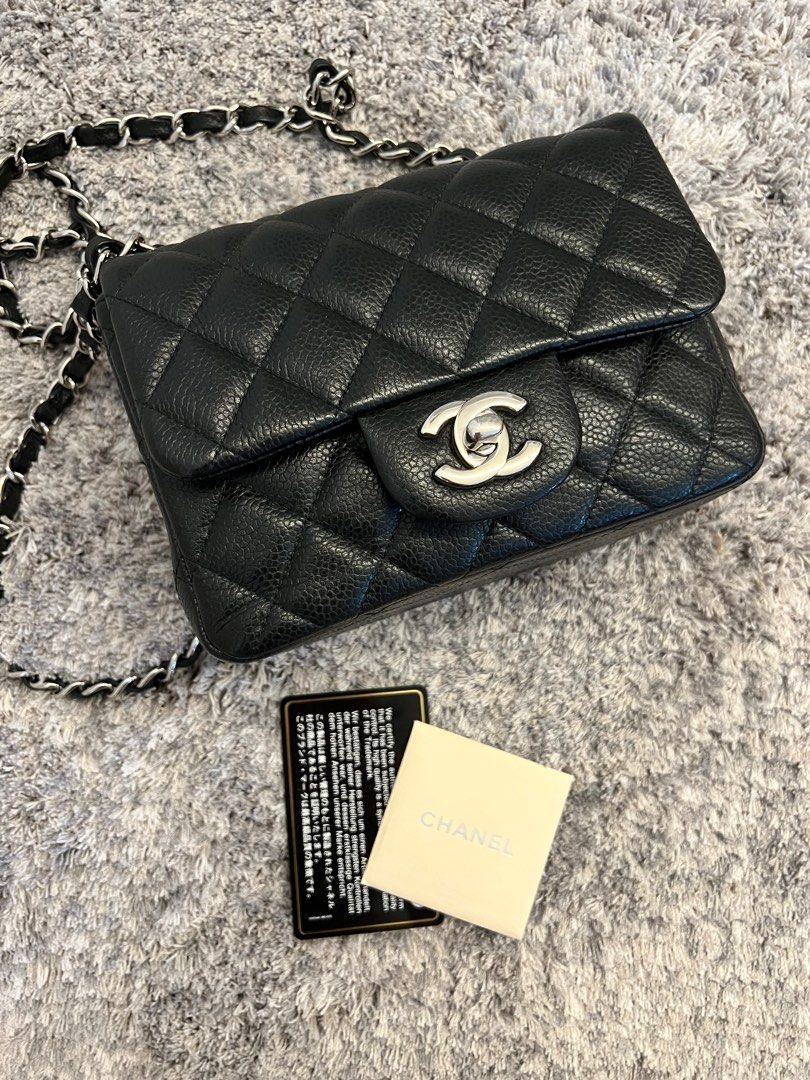 Chanel Mini Flap Bag Grained Calfskin, Luxury, Bags & Wallets on