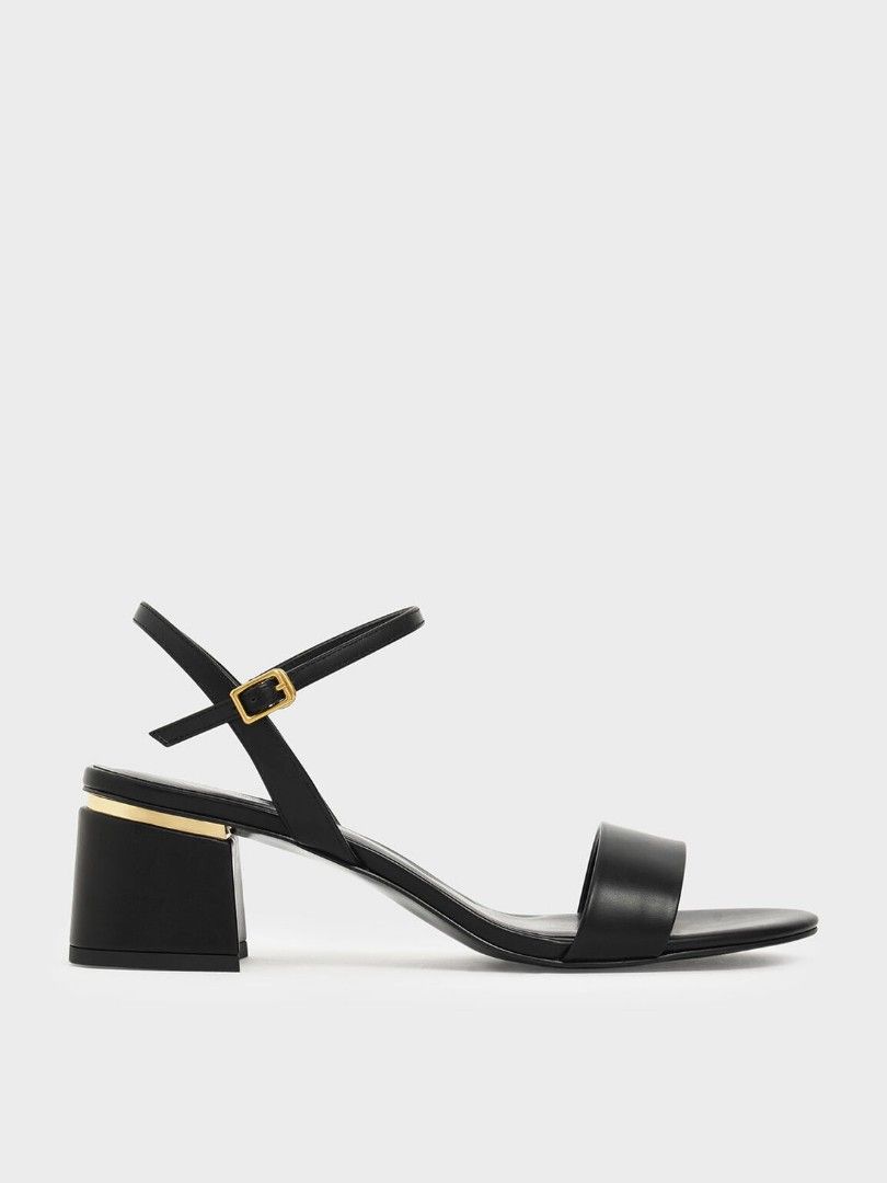 Charles Keith Heels Open Toe Ankle Strap Block Heel Sandals