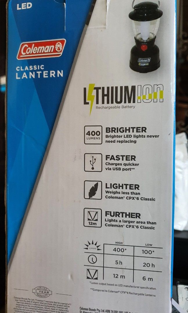 Coleman Rechargeable Lamp (Category: Hiking & Camping) located in Taguig. Submitted by roma2701 (Listing ID 1218941230, Image 3). Description: Imported from Australia Rechargeable Shine a light on your next camping trip or outdoor adventure when you turn on the Coleman lantern..