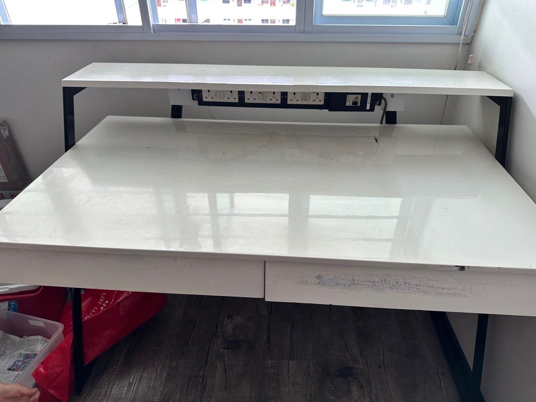 Computer table (Designer) (Category: Tables & Sets) located in Singapore. Submitted by serenityzy (Listing ID 1218798200, Image 1). Description: Shifting to new house hence selling, fully functional designer computer/ study table. Have some scratches on table, not for fussy buyers. Can deal anytime from 10th March onwards.