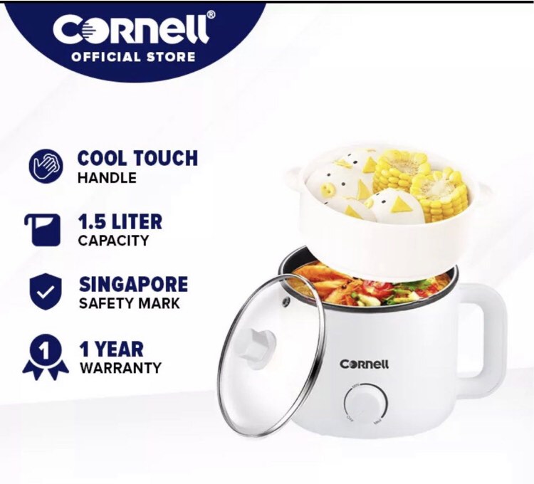 Cornell 1.5L Mini Multi Cooker with Steam Tray, Personal Steamboat