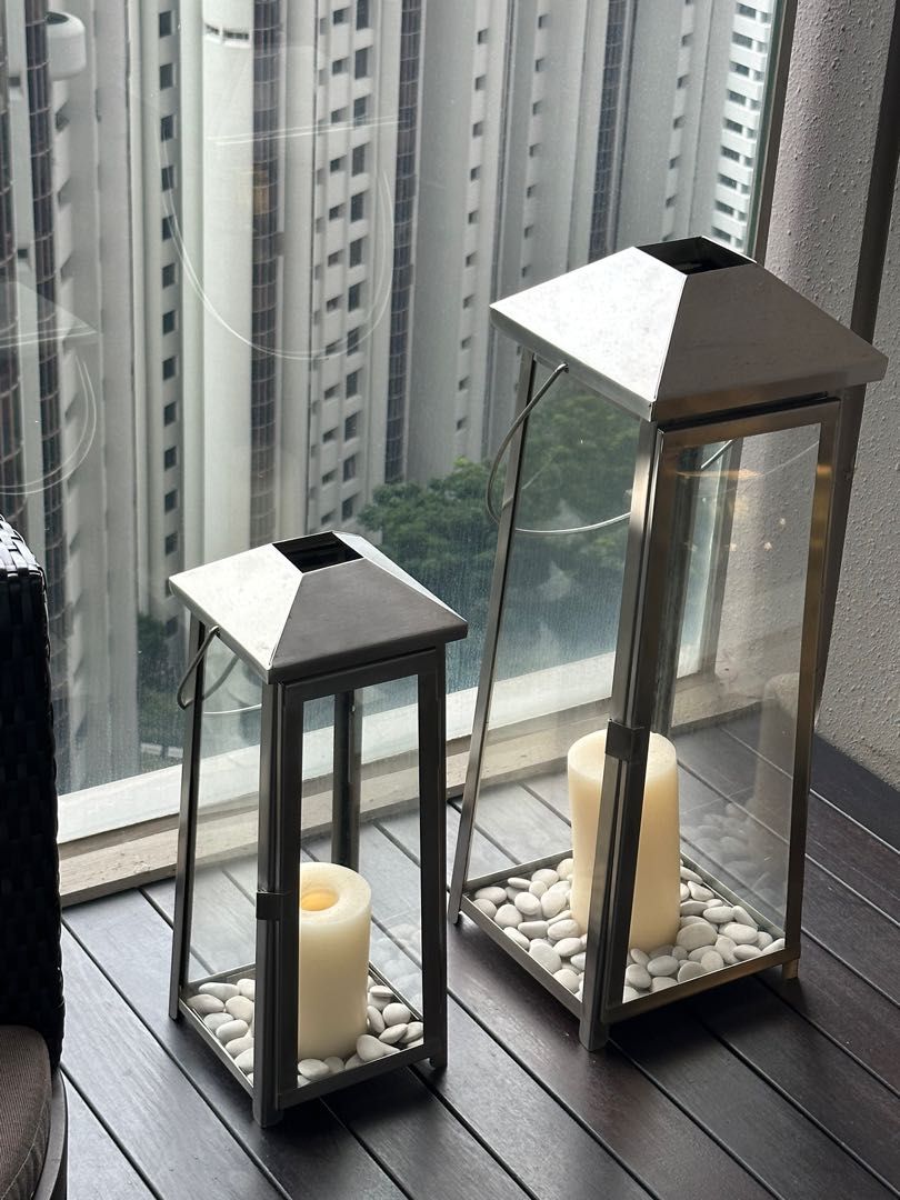 Crate and top barrel outdoor lanterns