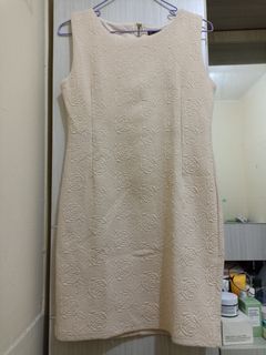 Cream Flower Pattern Midi Dress