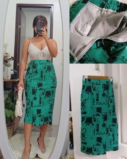 FIXED PRICE❗Designer rare skirt in pencil cut design bluegreen