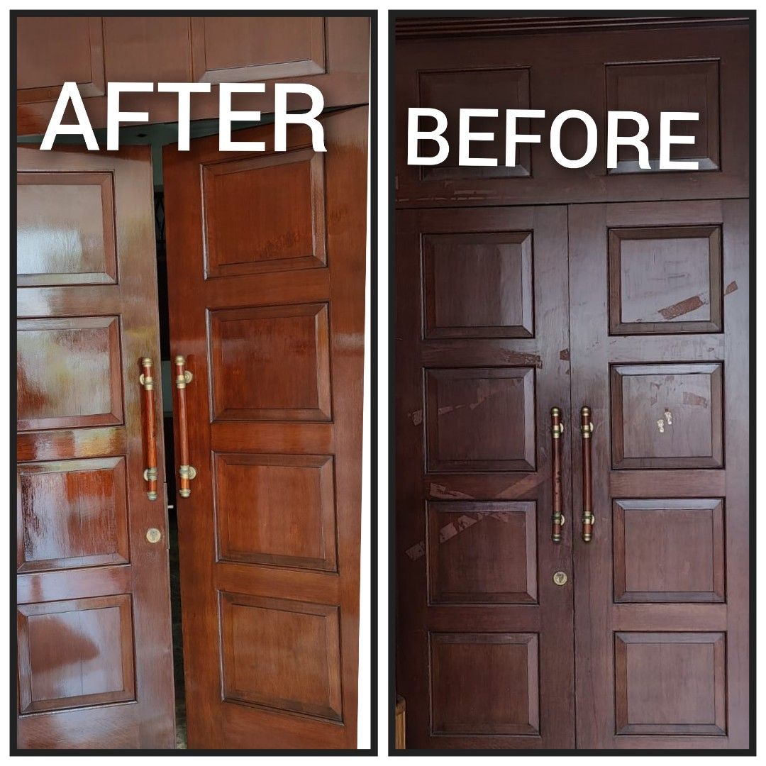 Door Sanding varnishing Door painting Door Refurbishing service HDB