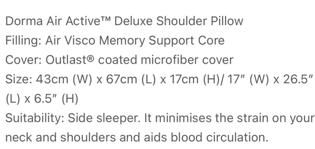 Dorma air outlet active pillow