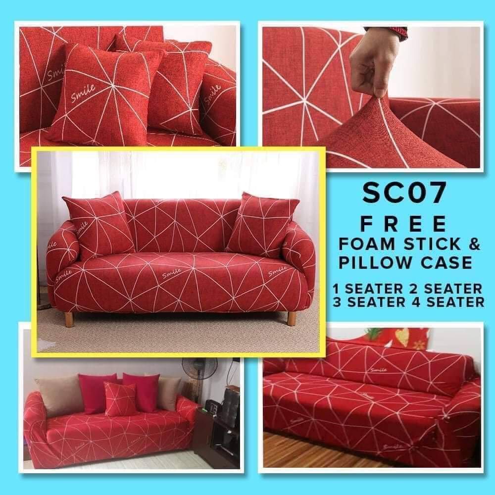 Elastic Sofa Cover Design 1/2/3 /4 Seater With free 1 Pillowcase on