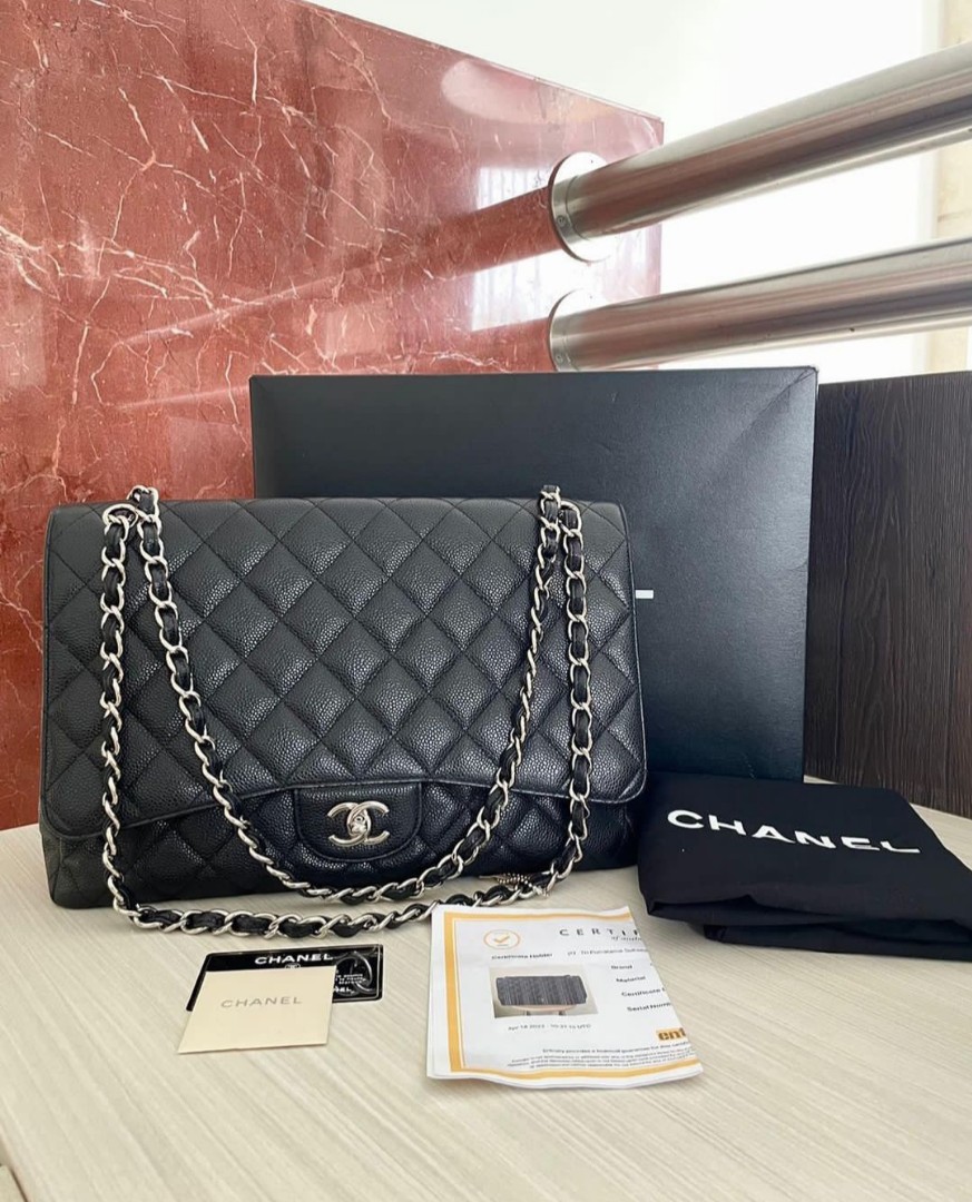Fast Sale Preloved Chanel Classic Single Flap Maxi Caviar Black