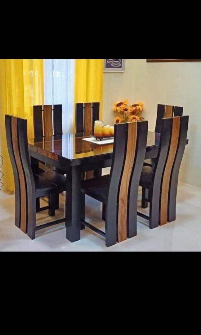 filipino made furniture dining set 6 seaters.table.3ftx5ft taas ng upoan 43inches lapad 15inches