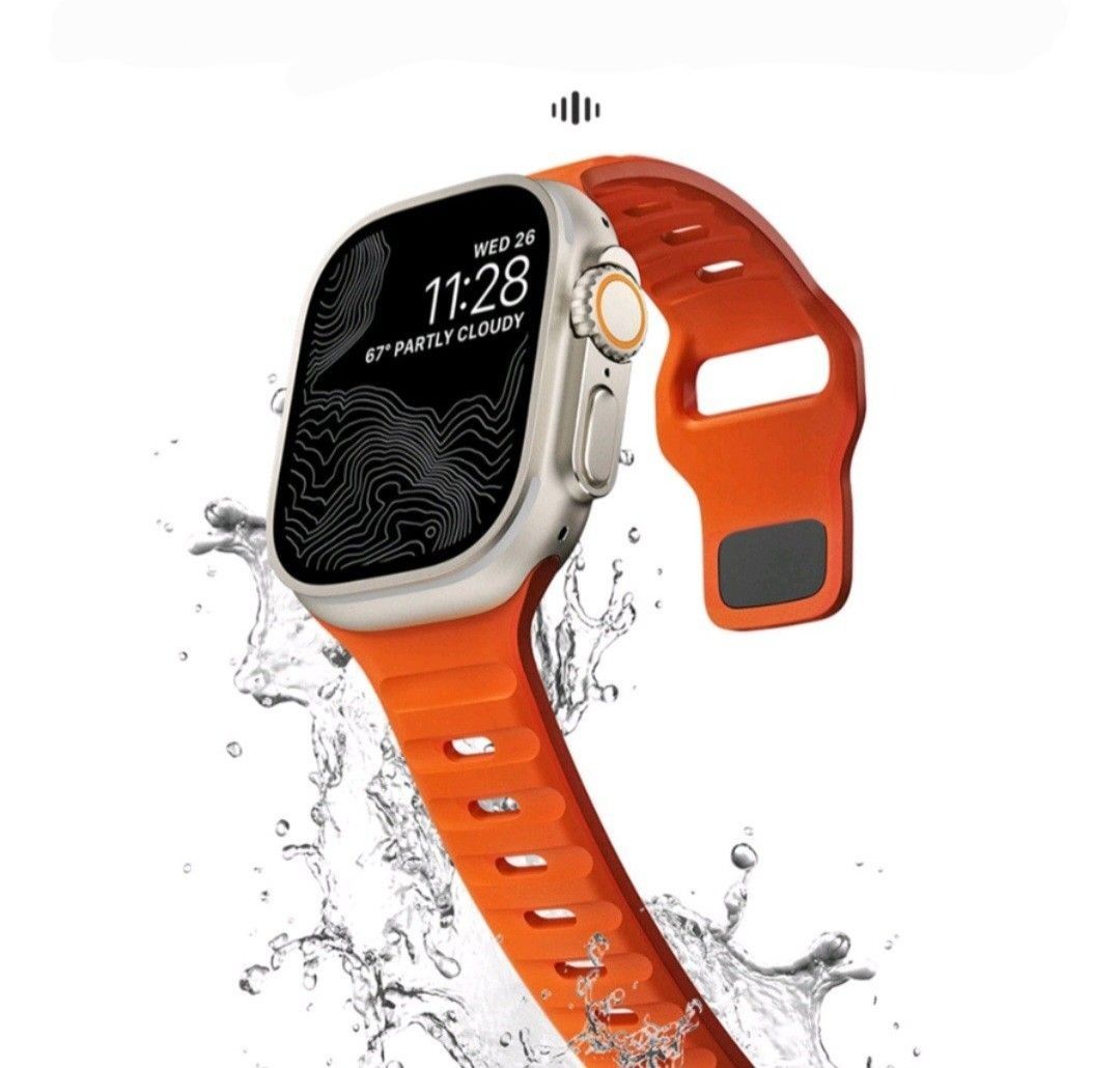 FREE Apple Watch Rugged Silicone Strap Tempered Glass Case for