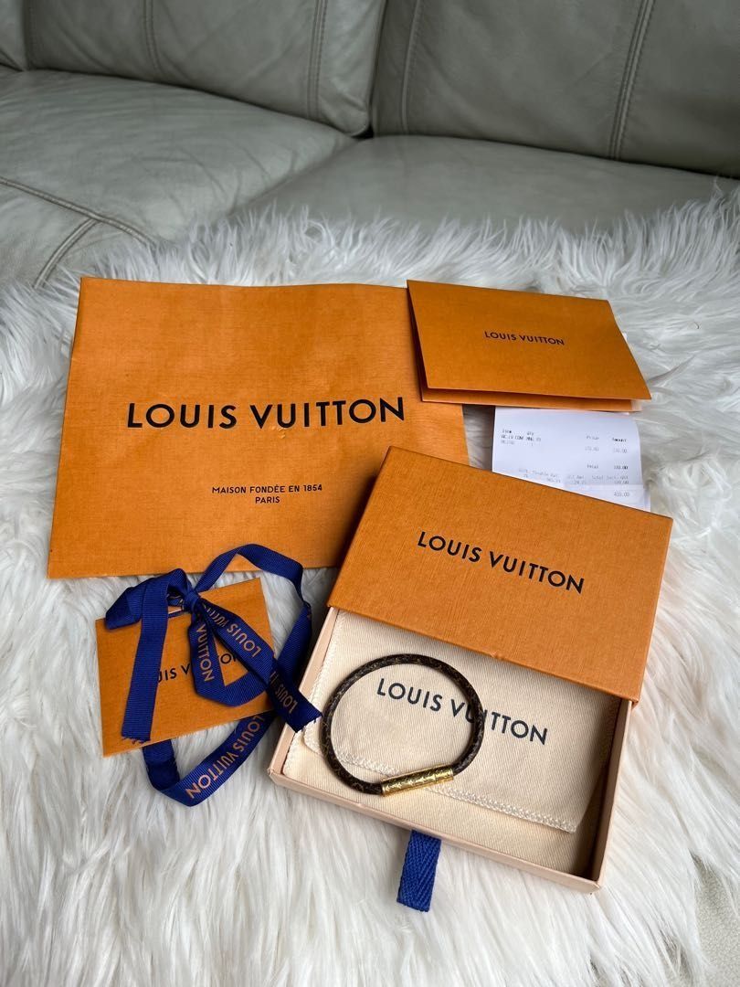 Louis Vuitton Brown Monogram Canvas Gold Tone Confidential Bracelet Louis  Vuitton