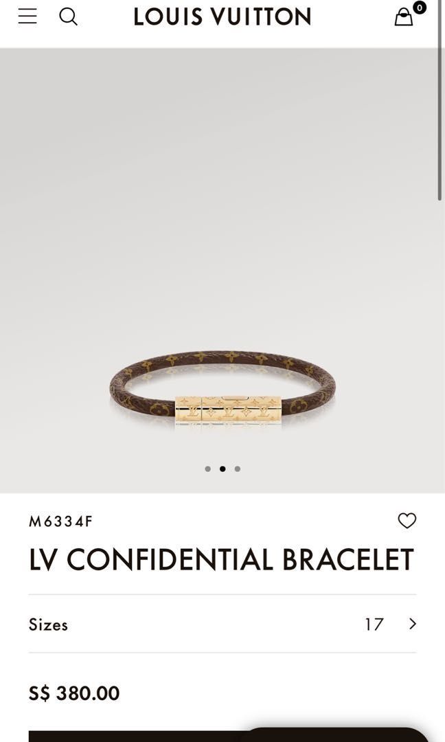 Louis Vuitton LV Confidential Bracelet Brown Monogram. Size 19