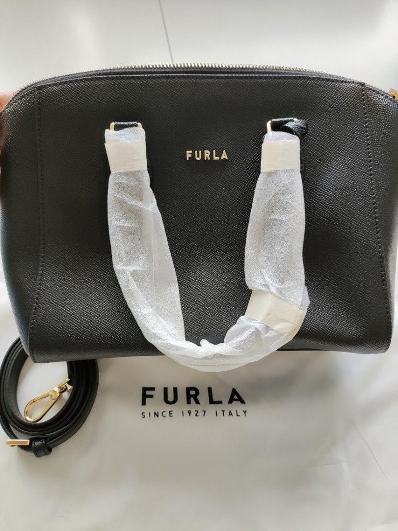 Furla black leather bag on sale