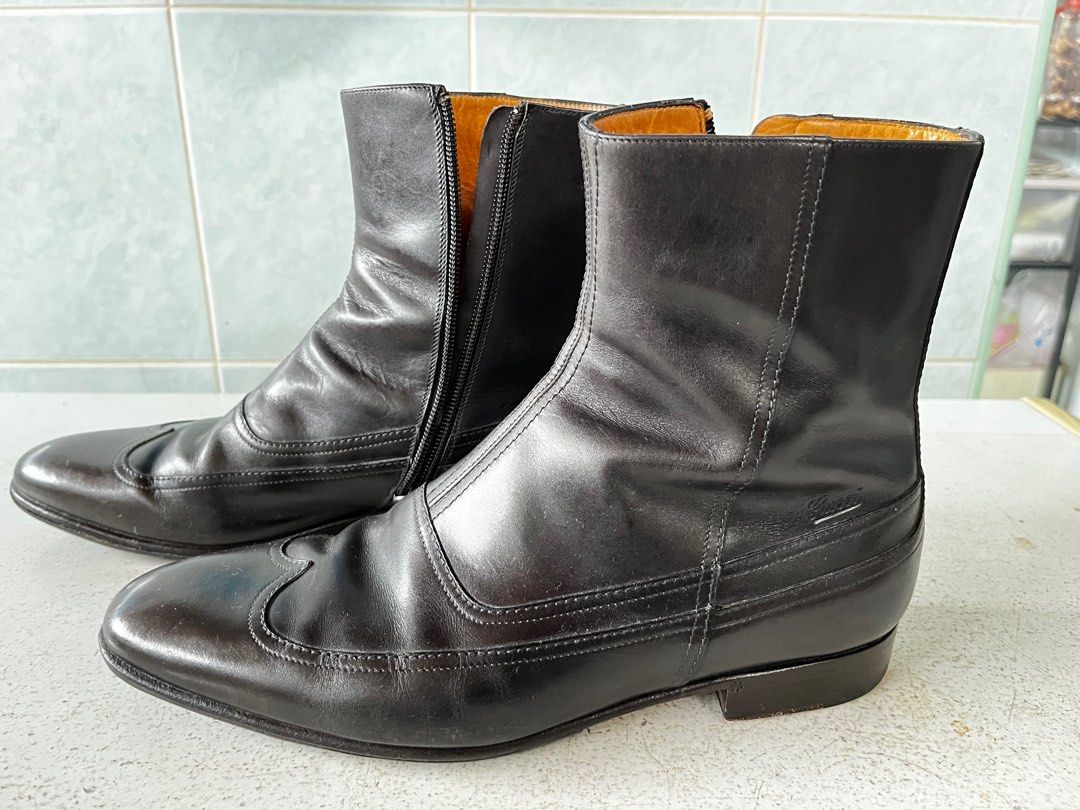 Gucci leather shop boots men