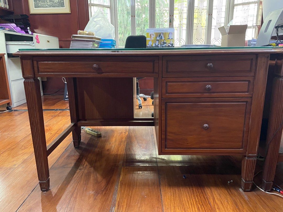 HARDWOOD STUDY DESK WITH 4 DRAWERS, Furniture & Home Living, Furniture