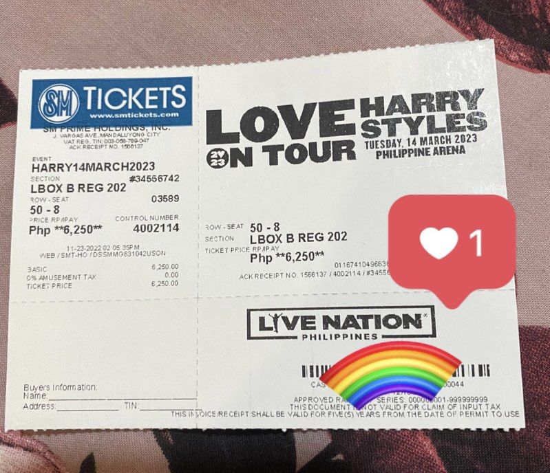 Harry Styles Ticket Lower Box, Tickets & Vouchers, Event Tickets on