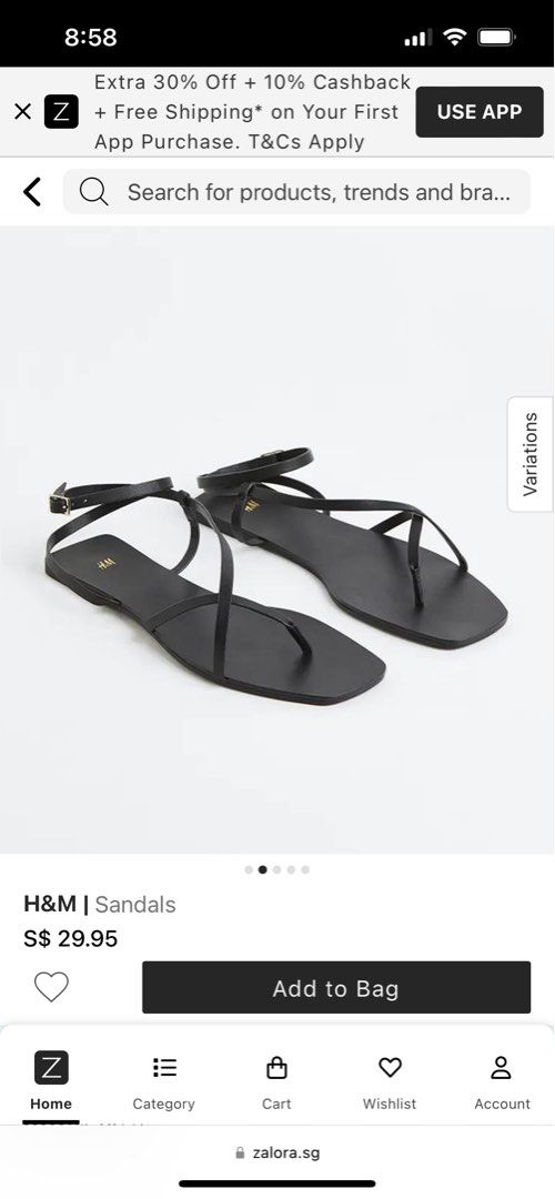 H M black Sandals Women s Fashion Footwear Sandals on Carousell
