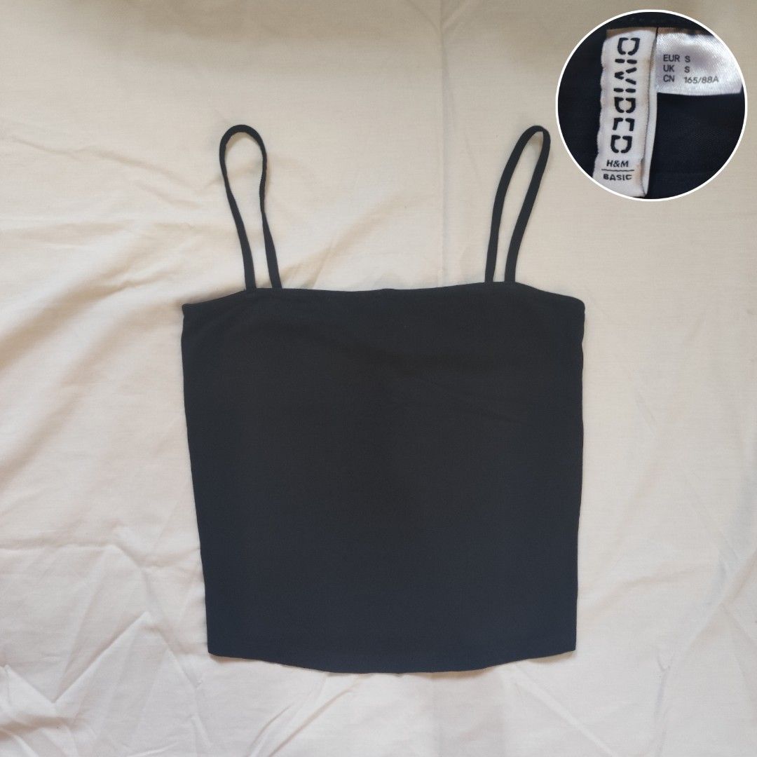 H M SQUARE NECK SPAGHETTI STRAP TOP 90s y2k basic model off duty Women s Fashion Tops Sleeveless on Carousell