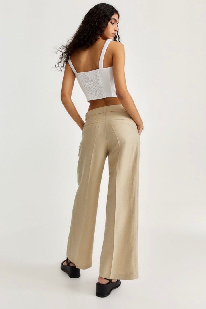 H&M Wide Linen-Blend Trousers