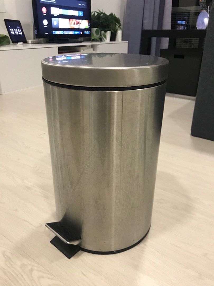 Ikea Stainless Steel Pedal Bin SNORPA, Furniture & Home Living