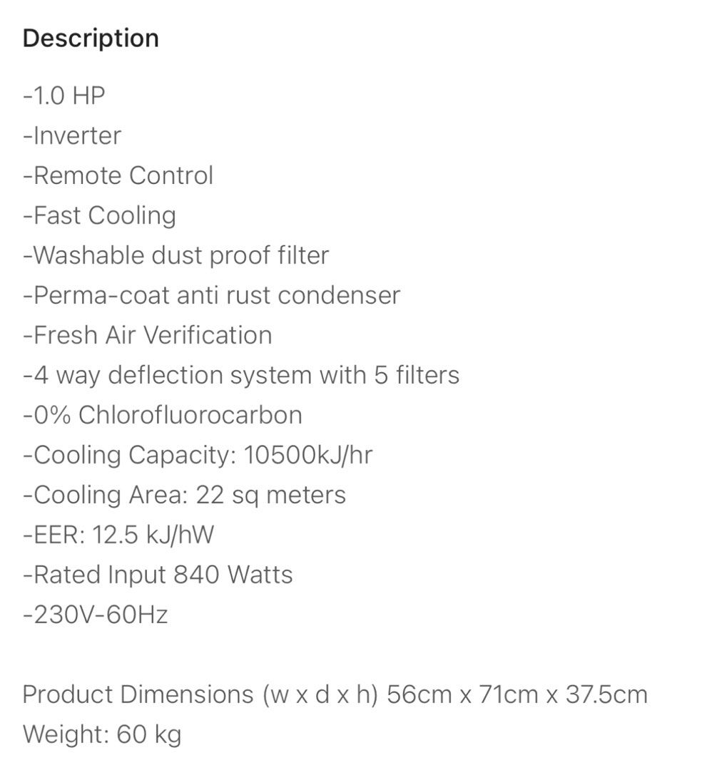 Inverter Aircon Window Type 1HP (American Home), TV & Home Appliances, Air Conditioning and