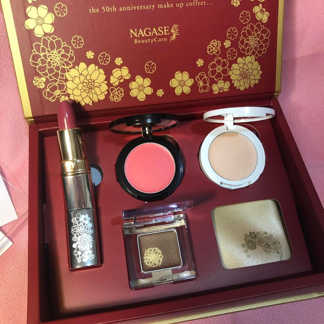 JAPAN MAKE-UP SET (See description for details) (Category: Makeup) located in Cavite. Submitted by _privfuyu (Listing ID 1218921057, Image 1). Description: Brand: JAPAN NAGASE Beauty Care Product: NAGASE Coffret 50th Anniversary Make-up Set ✨Inclusions • Matte Lipstick - Pink Shade • Cream Pink Blush • Cream Highlight • Brown Glitter Eyeshadow • Make-up Pouch & Puff • Make-up Technique Card Note — Originally shipped from Japan. No fake make-ups w