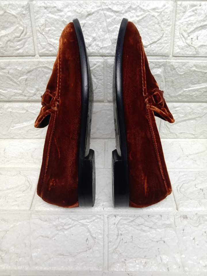 Jimmy Choo Marti Velvet Loafers in Dark Orange C T Fesyen