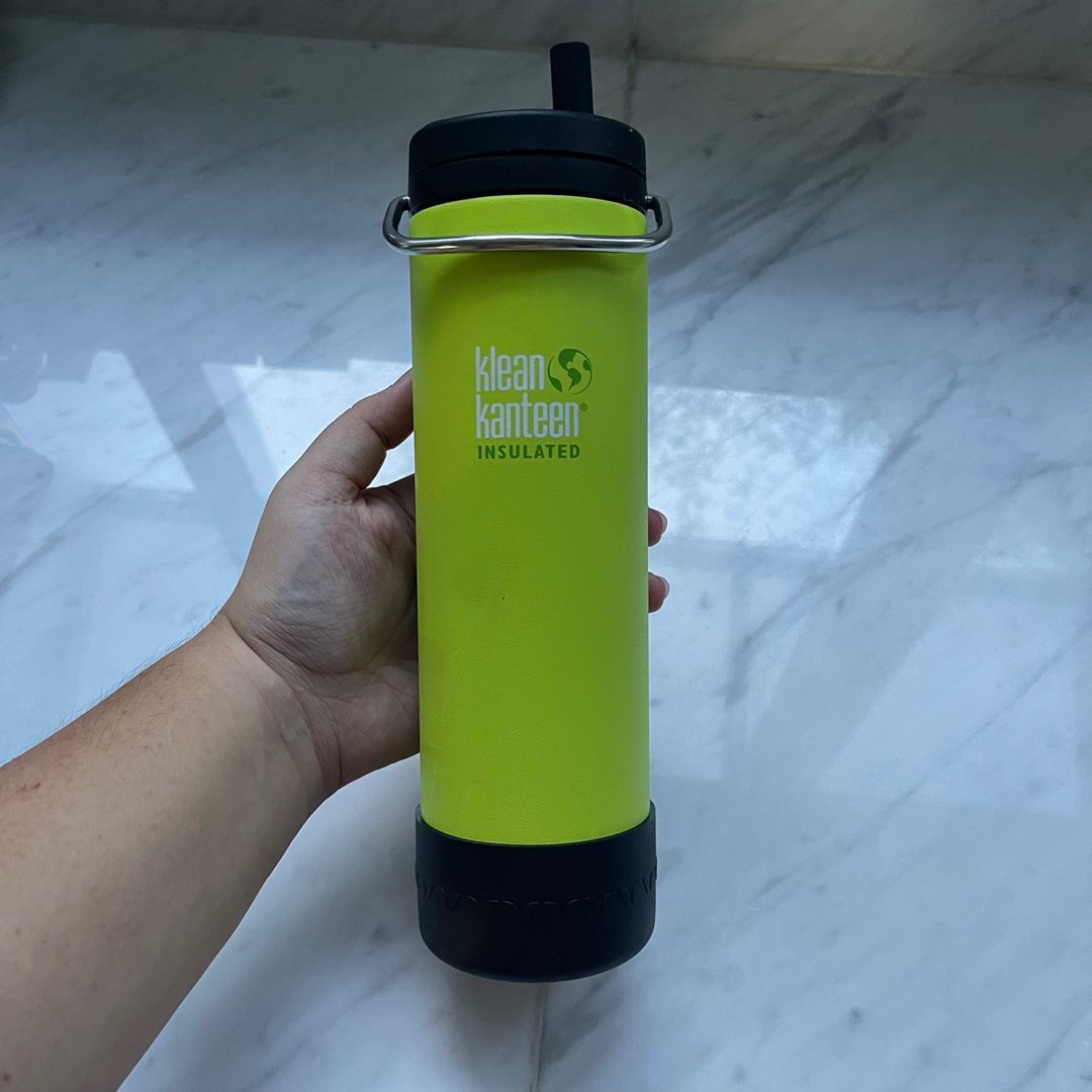 Klean Kanteen TK Wide Green 20oz with twist cap & boot on Carousell
