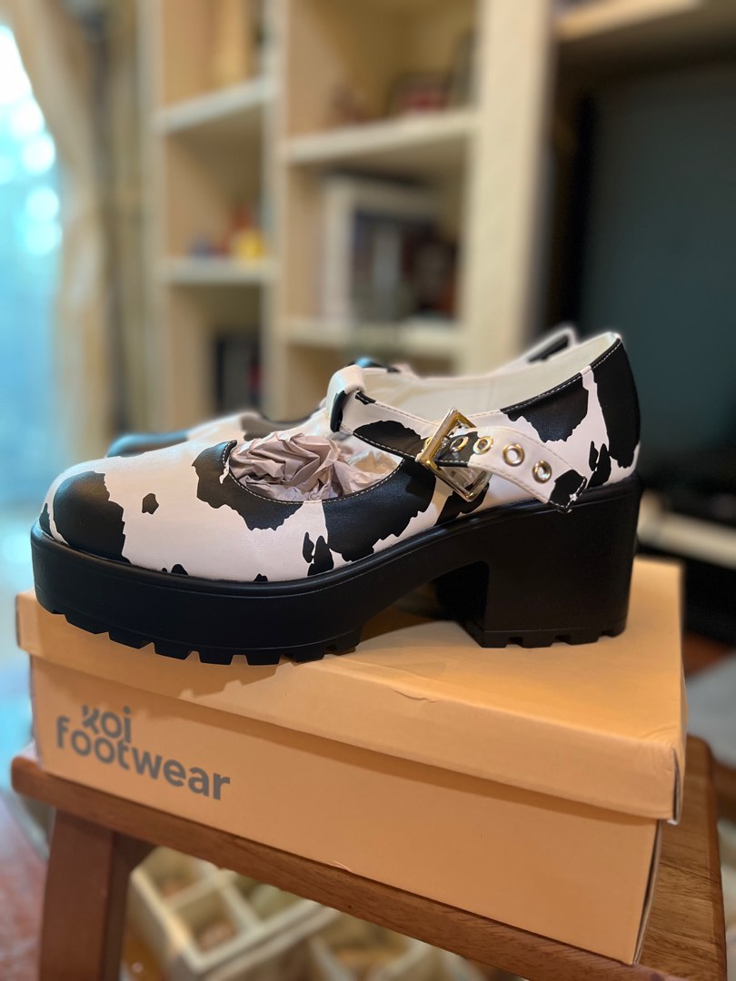 Koi footwear cow print Mary Janes, Women's Fashion, Footwear, Heels on