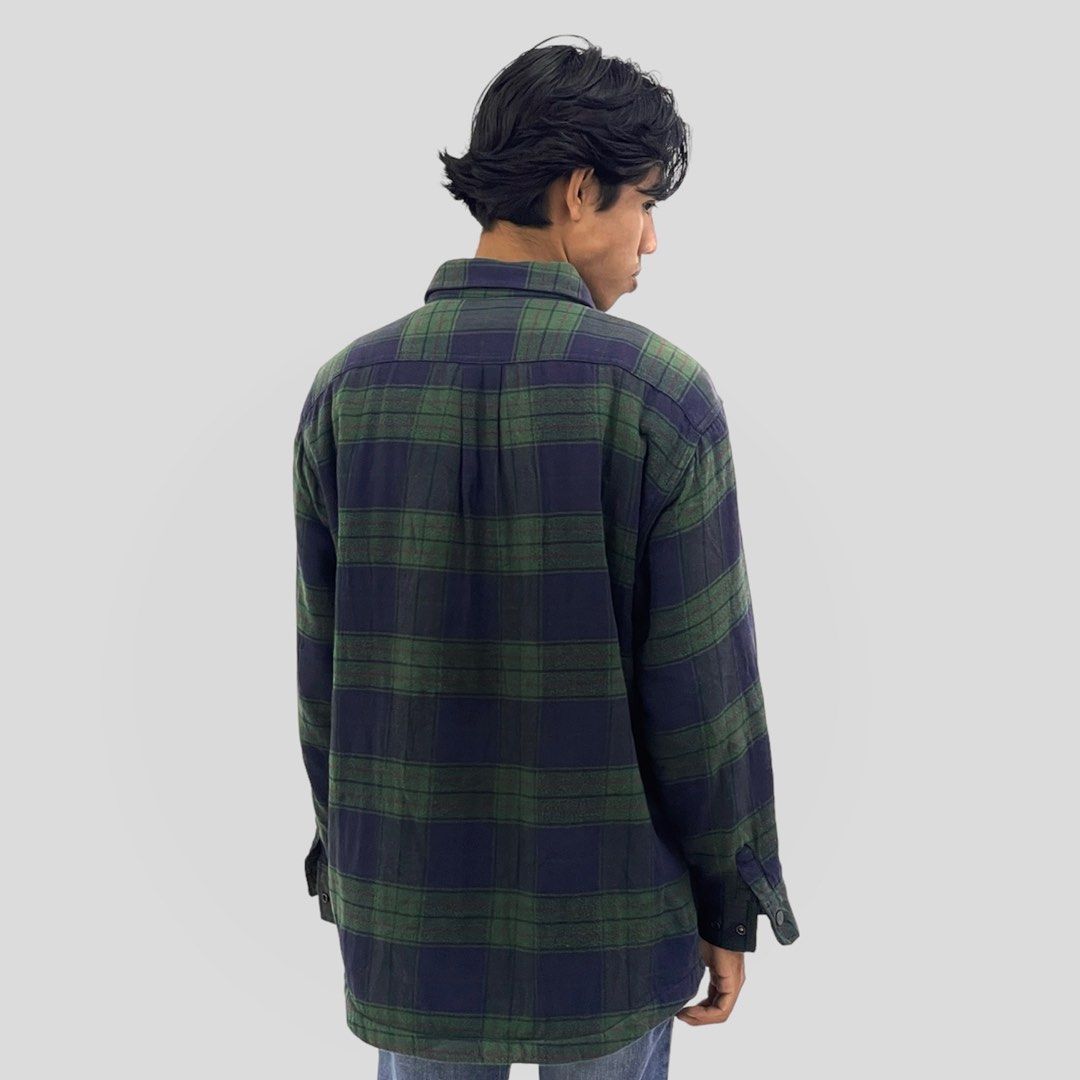 LAND S END FAUX FUR LINED PLAID FLANNEL Men s Fashion Coats