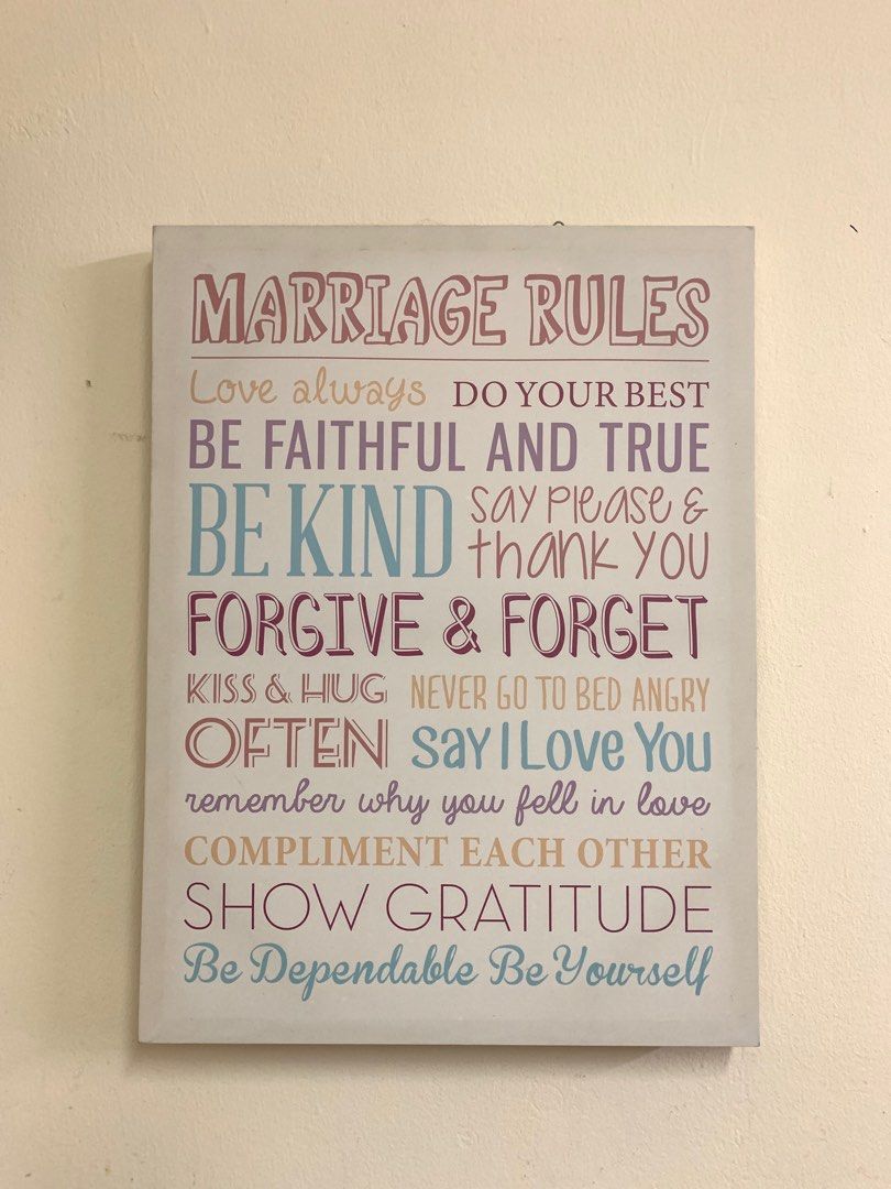 Marriage rules, Furniture & Home Living, Home Decor, Frames & Pictures