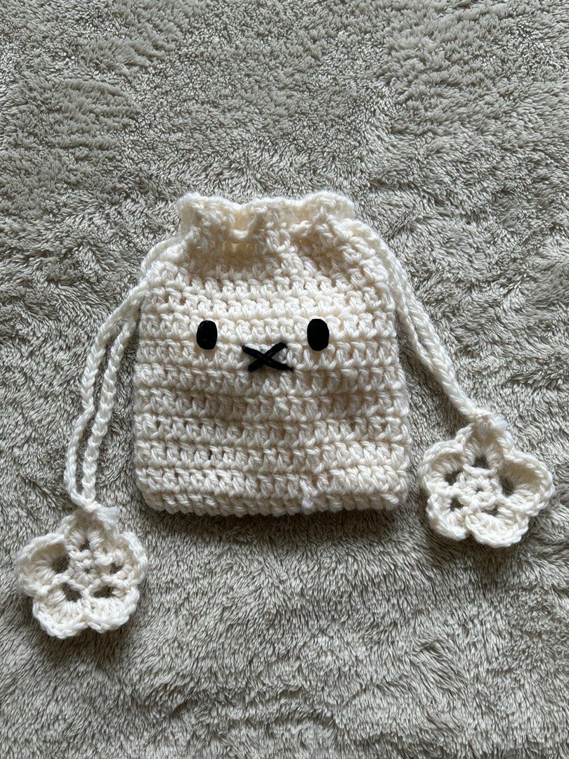 Miffy pouch crocheted, Hobbies & Toys, Stationery & Craft, Handmade