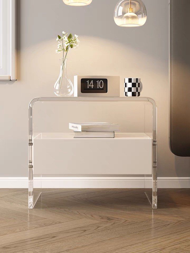 Minimalist acrylic bedside table, Furniture & Home Living, Furniture