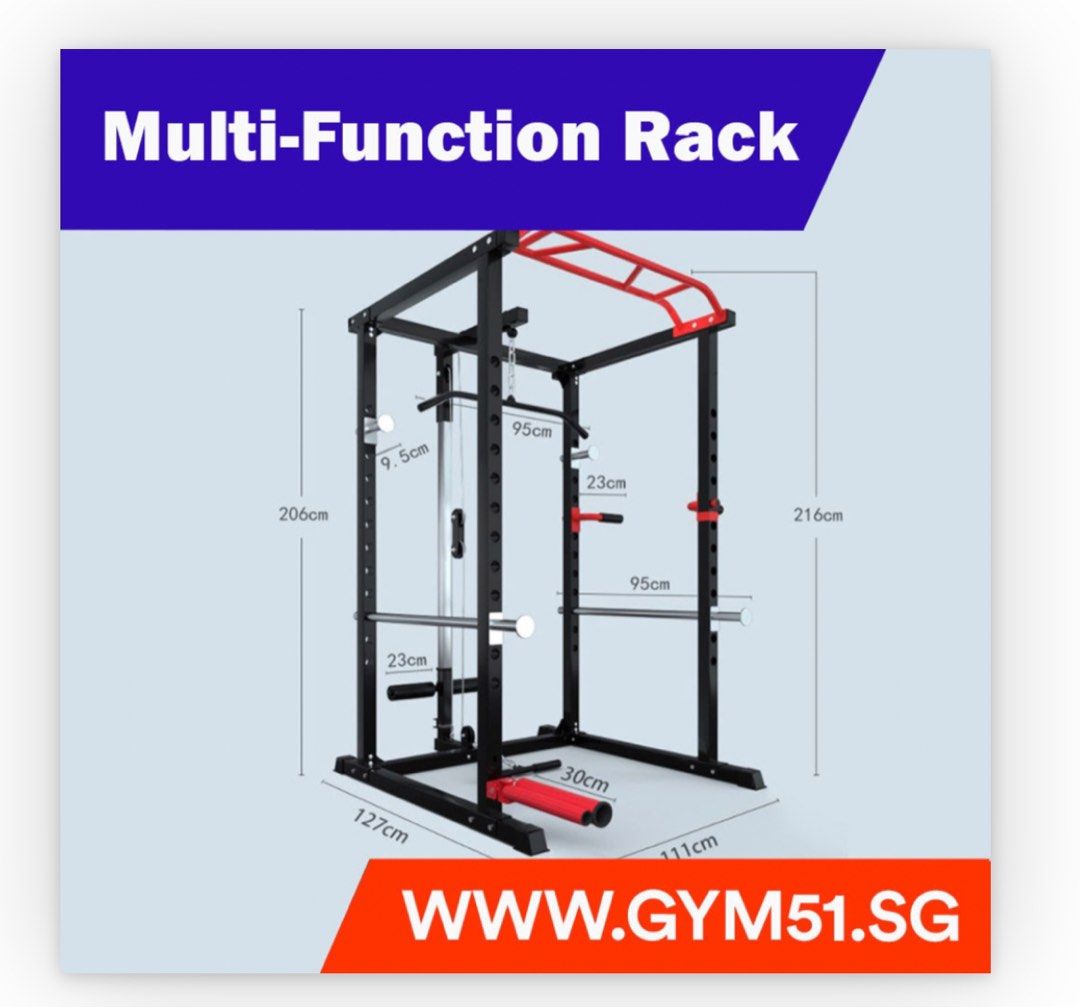 Multi functional Power Rack (Category: Cardio & Fitness Machines) located in Singapore. Submitted by m43210 (Listing ID 1198972083, Image 1). Description: Lightly used Power Rack (not fully assembled in picture) for sale with assembly instructions Mats and orange belt not included.
