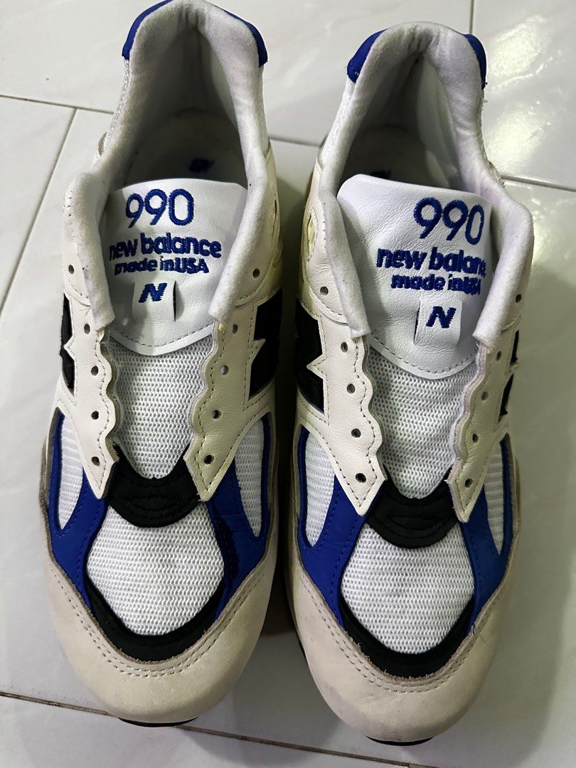 New Balance 990v2 M990WB2 White/Blue, Men's Fashion, Footwear