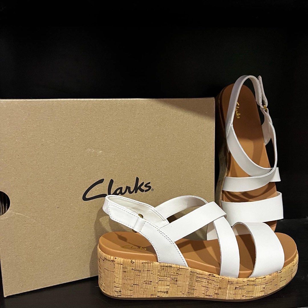 Clarks white wedges sales