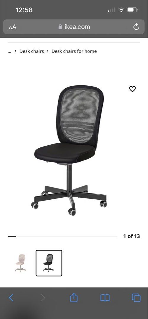 Office chair ikea flintan, Furniture & Home Living, Furniture, Chairs