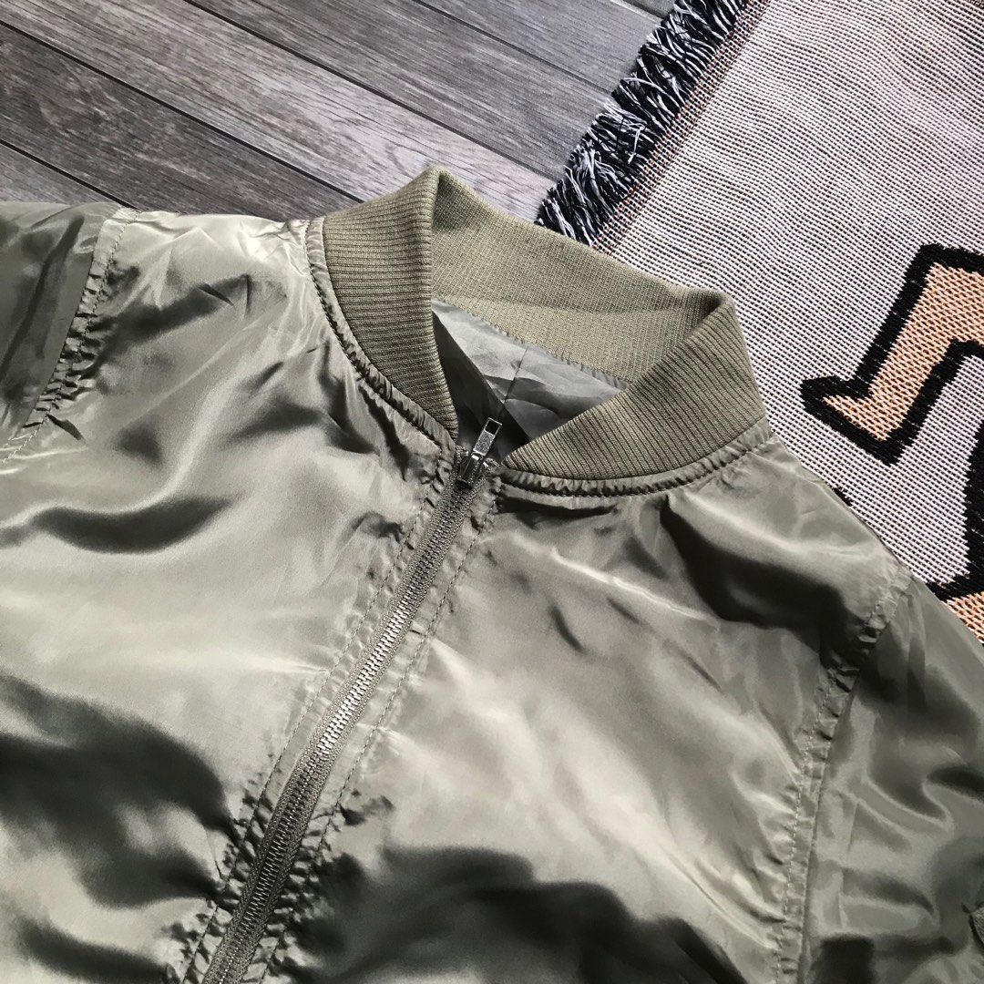 Women's Classic Olive Green Bomber Jacket main image 0