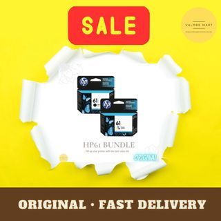 [ORIGINAL + BUNDLE] hp 61 ink color + black cartridge/ hp 61 color + black ink cartridge 