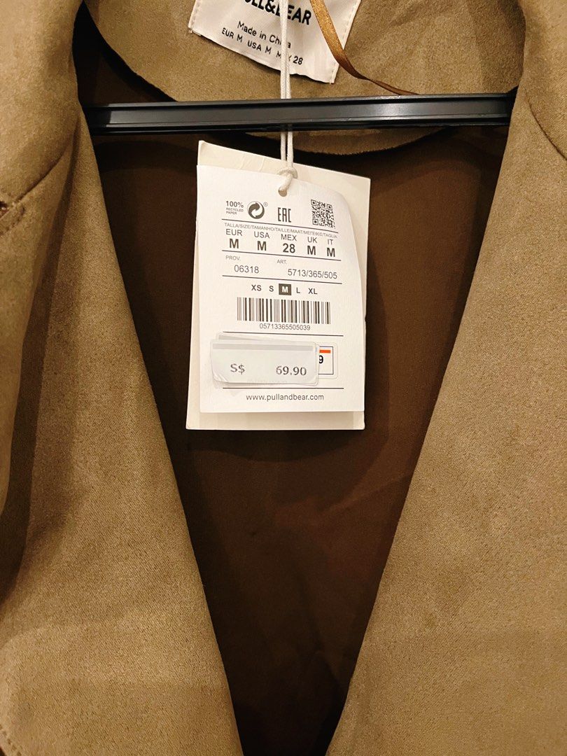 Pull Bear Faux Suede Jacket with Roll Up Sleeves Women s